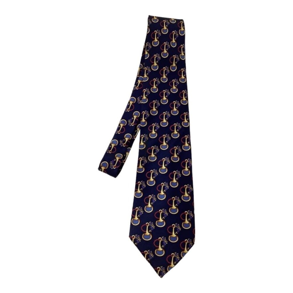 LANCEL PARIS Blue Equestrian Accessories Tie Hand Made In France 58"-3".3/4 EX C - Picture 7 of 7